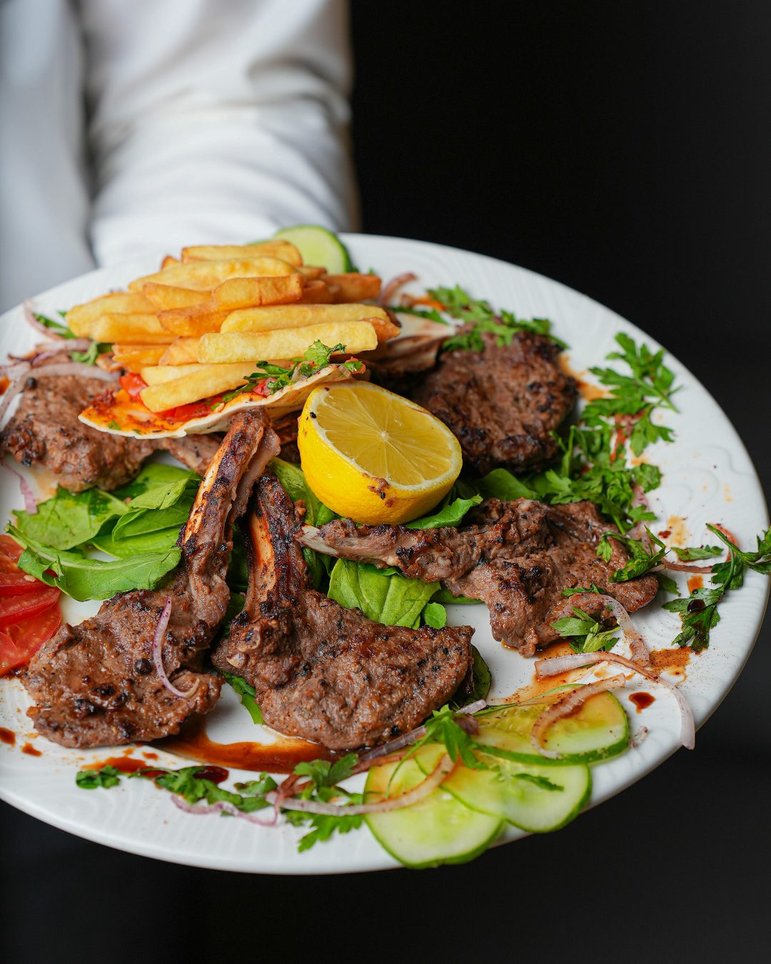 ريش مشوية مع بطاطا